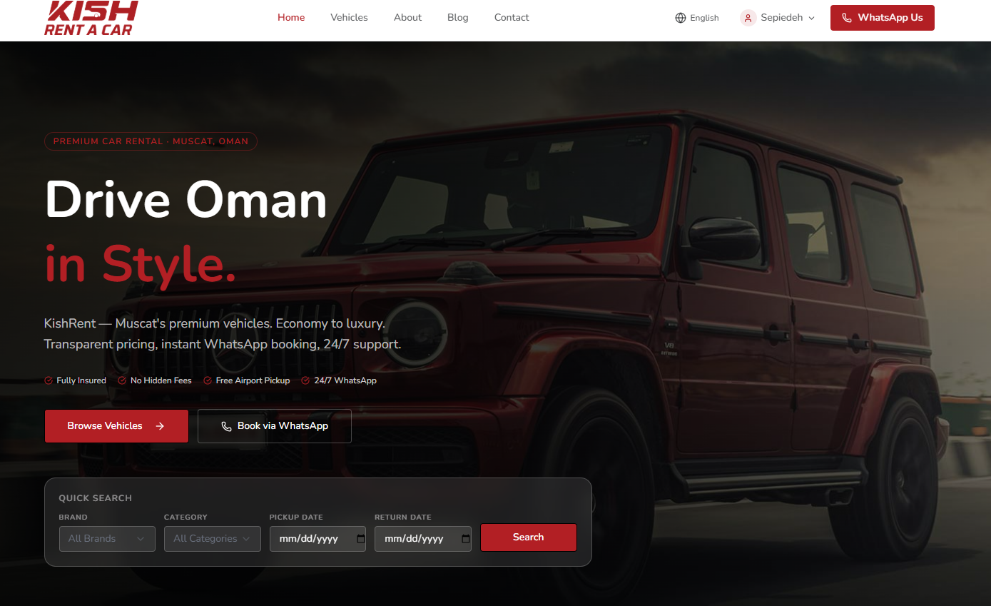 KishRent booking dashboard